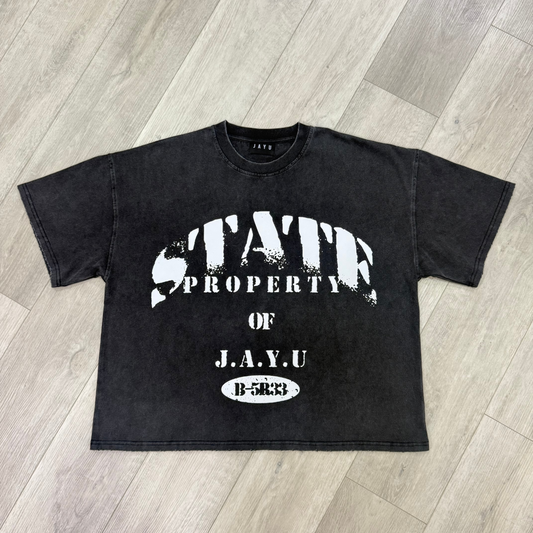 PROPERTY OF JAYU STATE "BE FREE" TEE (COAL/CHARCOAL)